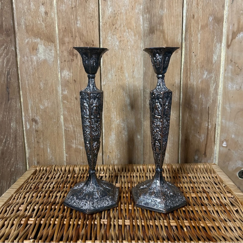 Antique Barbour silver plate candlesticks